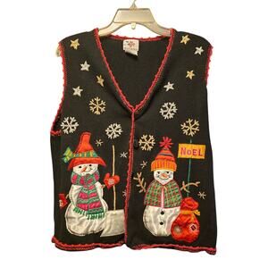 Vintage Nutcracker Noel snowman snowflake sweater vest